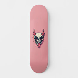 Skateboard Diablesse qui tire la langue sur fond rose