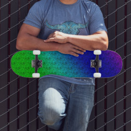 Skateboard Diag Gradiente Arcoiris Patrón floral Verde Azul