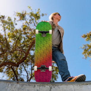 Skateboard Diag Gradiente Arcoiris Patrón floral Verde Rojo