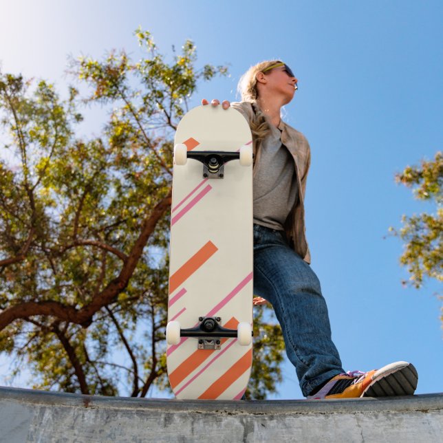 Skateboard Diagonals - rosa, Naranja y crema (Exterior 1)
