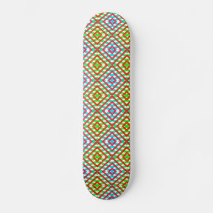 Skateboard Diamantes azul, rojo y verde de primavera/Semana S