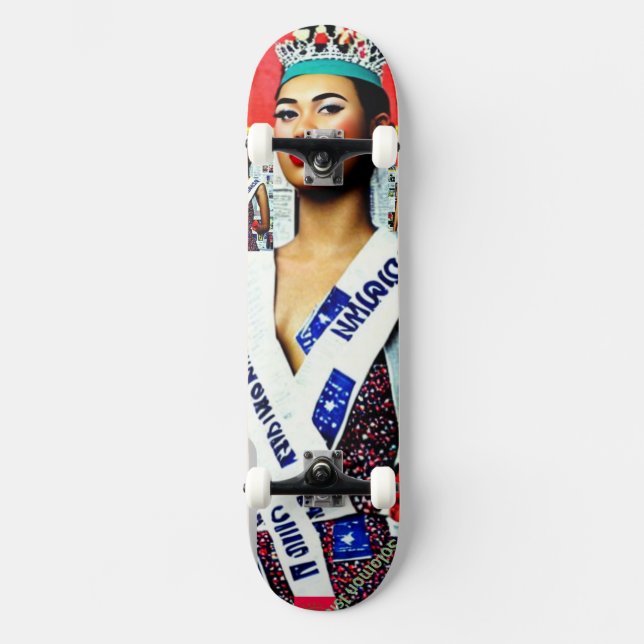 Skateboard Diario Mache "Miss Islas Salomón" (Anverso)