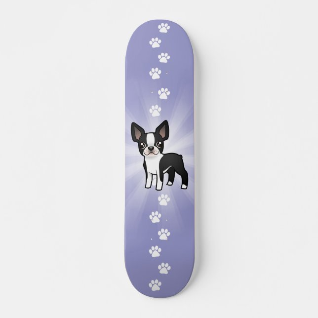 Skateboard Dibujo animado Boston Terrier (Anverso )