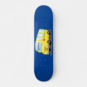 Skateboard Dibujo animado de autobús escolar amarillo feliz l