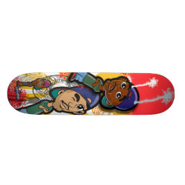 Skateboard Dibujo animado de Hip Hop del afroamericano