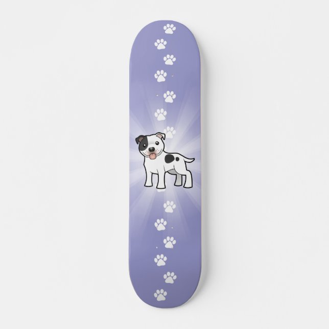 Skateboard Dibujo animado Staffordshire bull terrier (Anverso )