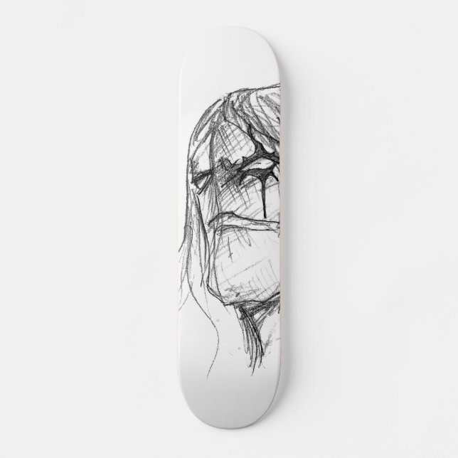 Skateboard Dibujo blanco y negro de Wrath Anime (Anverso)