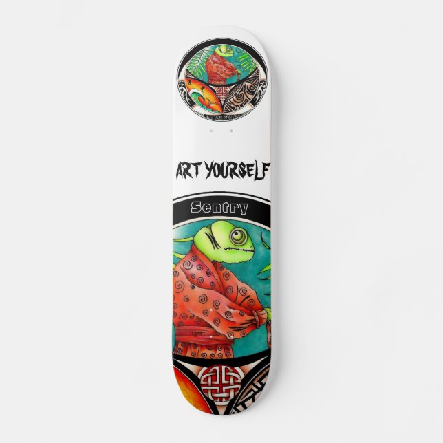 Skateboard Dibujo de arte de Chameleon (Anverso)