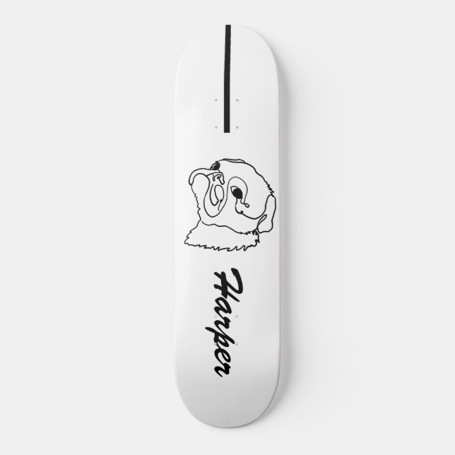 Skateboard Dibujo de arte de línea personalizable (Anverso)