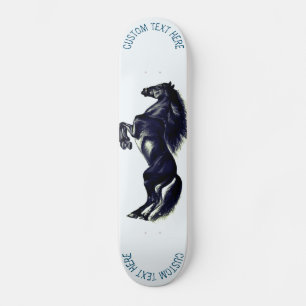 Skateboard Dibujo de caballo salvaje negro vertical - Añadir