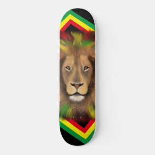 Skateboard Dibujo de cabeza de león Rasta rojo amarillo verde