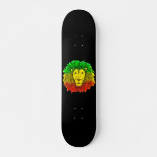 Skateboard Dibujo de cabeza de león Rasta rojo amarillo verde