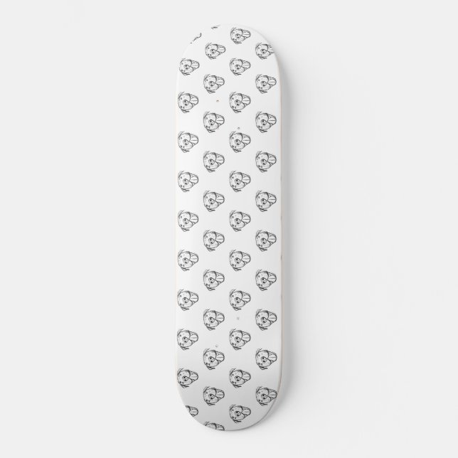 Skateboard dibujo de pitbull simple amantes de perros blanco  (Anverso)