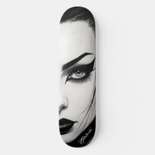 Skateboard Dibujo de tinta en negrita de chica gótica