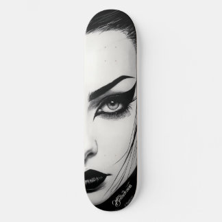 Skateboard Dibujo de tinta en negrita de chica gótica