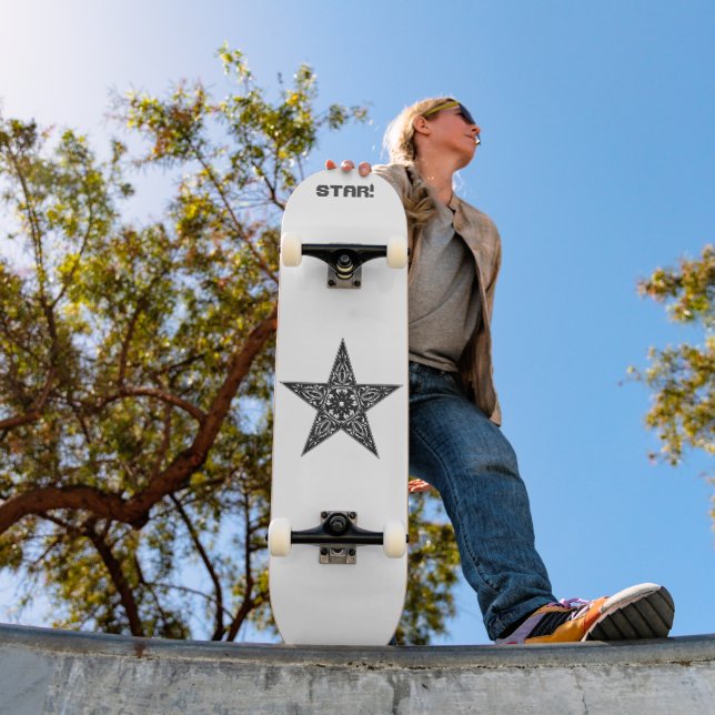 Skateboard Dibujo estelar, ilustracion vintage (Exterior 1)