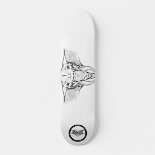 Skateboard Dibujos artísticos de la línea surrealista en blan
