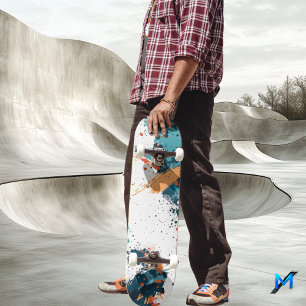 Skateboard Dinámico Abstracto Salpicado - Minimalista Moderno