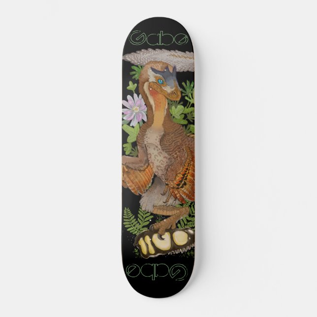 Skateboard Dinosaur Raptor Jungle Art (Anverso)