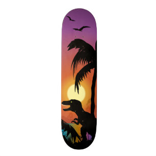 Skateboard Dinosaurio en el amanecer