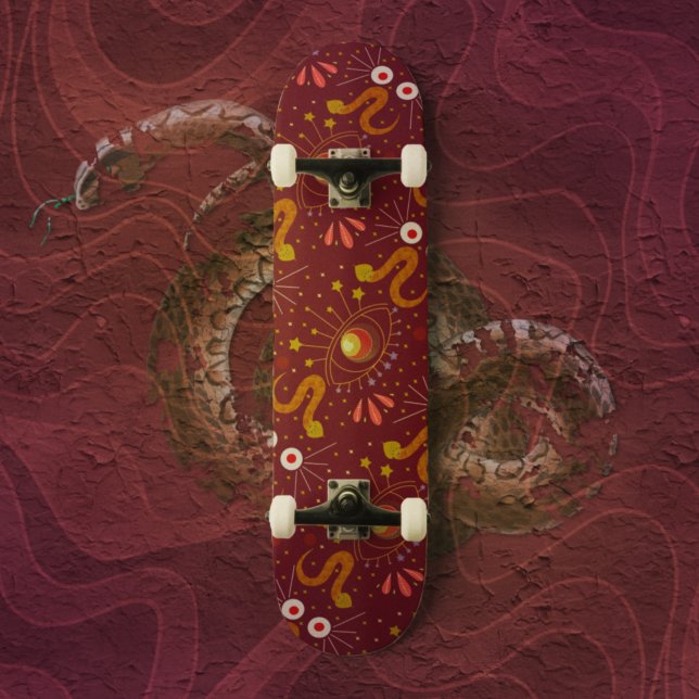 Skateboard Diosa de la serpiente de rojo profundo (Subido por el creador)