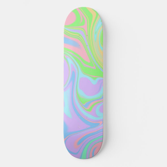Skateboard Diseño abstracto de barrido rosa morado azul verde (Anverso)