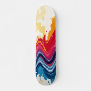 Skateboard Diseño abstracto de goteo de pintura multicolor