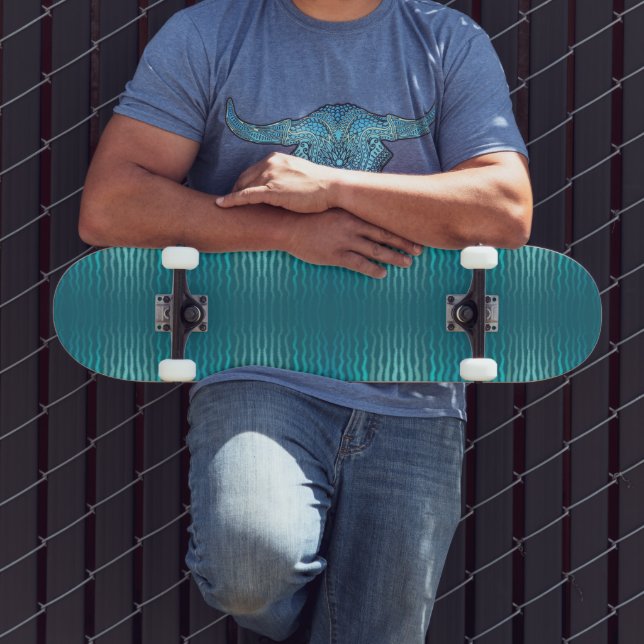 Skateboard Diseño abstracto de ola turquesa salada de playa c (Exterior 3)