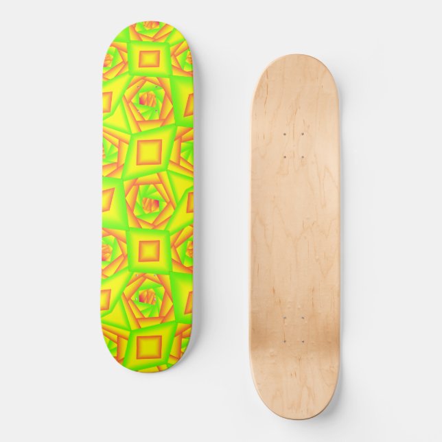 Skateboard Diseño abstracto de ómbre amarillo del Naranja ver (Anverso)