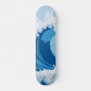 Skateboard Diseño abstracto de onda de rizo de océano azul