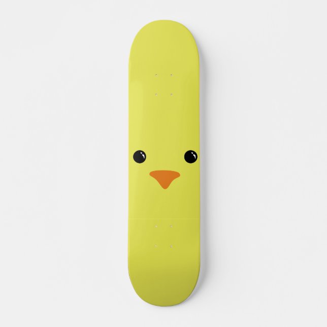 Skateboard Diseño animal lindo de la cara del pollo amarillo (Anverso )