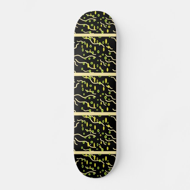 Skateboard Diseño artístico buñuelos verdes y aletas amarilla (Anverso)