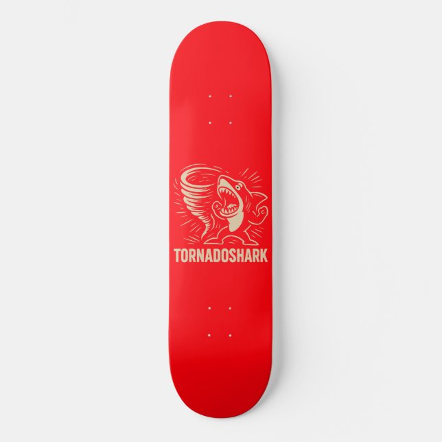 Skateboard Diseño artístico de tornado de tiburón feroz para  (Anverso)