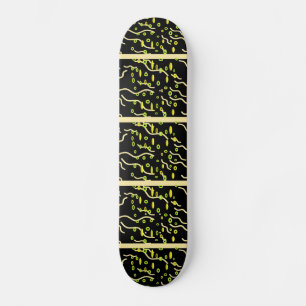 Skateboard Diseño artístico: donuts verdes y aletas amarillas