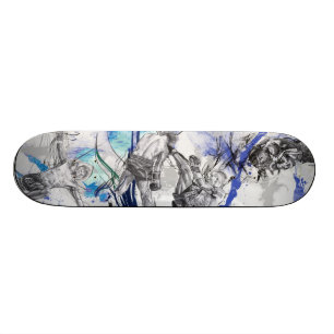 Skateboard Diseño azul del humo del boxeo tailandés