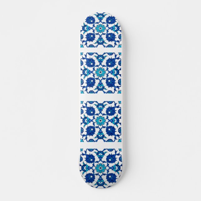 Skateboard Diseño azul étnico turco (Anverso )