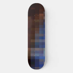 Skateboard Diseño azul-marrón-mosaico