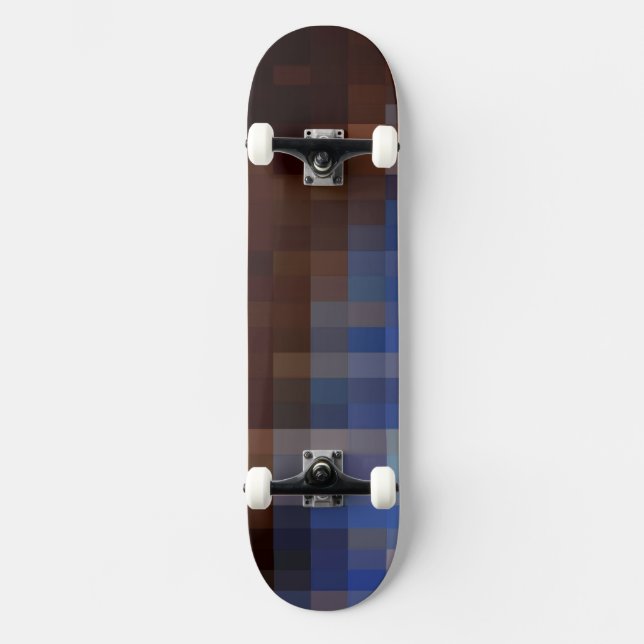 Skateboard Diseño azul-marrón-mosaico (Anverso)