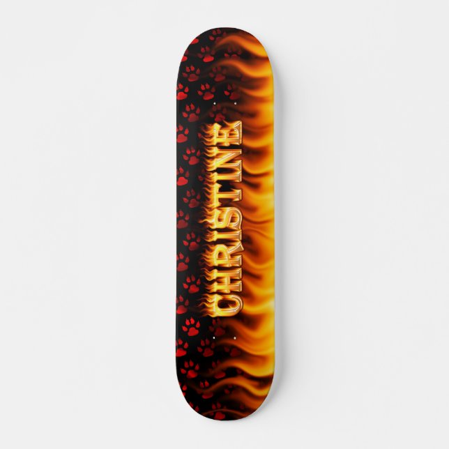Skateboard Diseño de antorchas navideñas y llamas (Anverso )