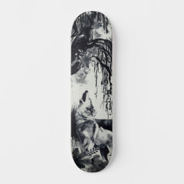 Skateboard Diseño de arte exclusivo Majestuoso Raven Moon & W