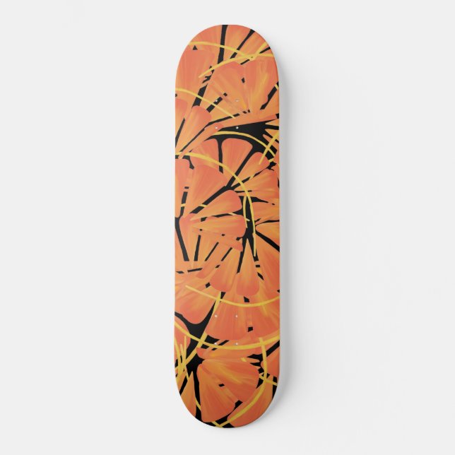 Skateboard Diseño de Arte Tropical Ebony Black And Citrus Nar (Anverso)