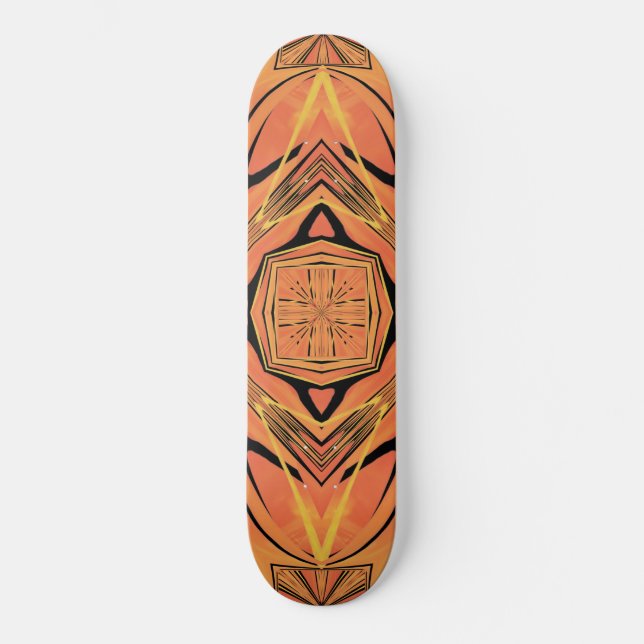 Skateboard Diseño de Arte Tropical Ebony Black And Citrus Nar (Anverso)