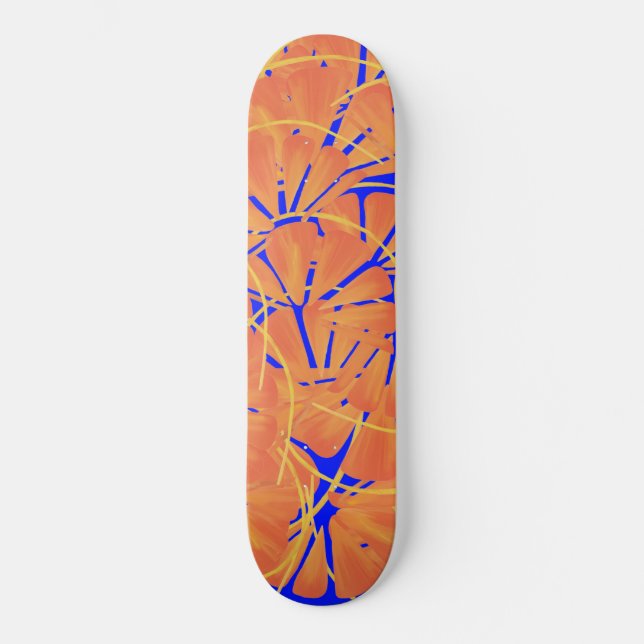 Skateboard Diseño de Arte Tropical Royal Blue And Citrus Nara (Anverso)