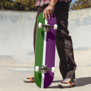 Skateboard Diseño de bloques de color verde blanco morado