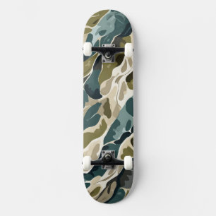 Skateboard Diseño de camuflaje en verdes y beige
