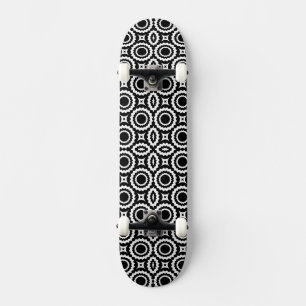 Skateboard Diseño de círculos zigzag blancos y negros lindos