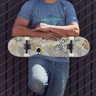 Skateboard Diseño de Collage Abstracto Elegante Neutro