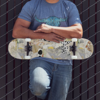 Skateboard Diseño de Collage Abstracto Elegante Neutro