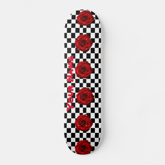 Skateboard Diseño de comprobador de Rosas (Anverso)