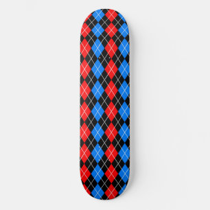 Skateboard Diseño de Cuadro Escocés Argyle Rojo Azul Negro